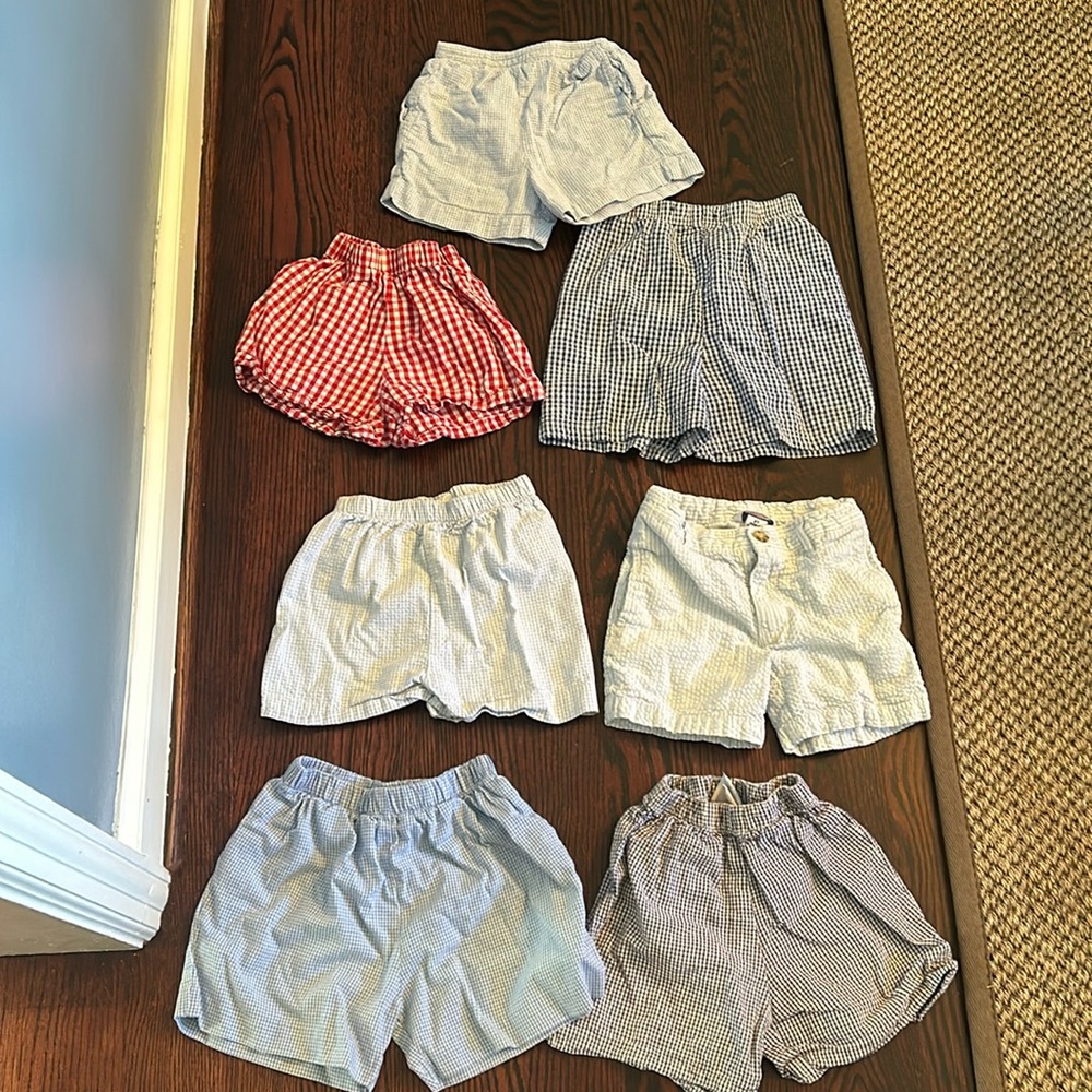 Lot of 7 plaid boy shorts size 24mo / 2T by Bella Bliss, Viva La Fete, etc